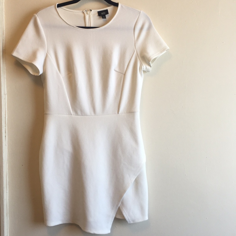 White Asymmetrical Bodycon Dress